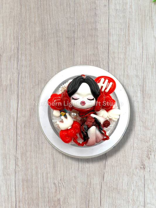 Red Standing Skull Panda SP Doll Phone Grip