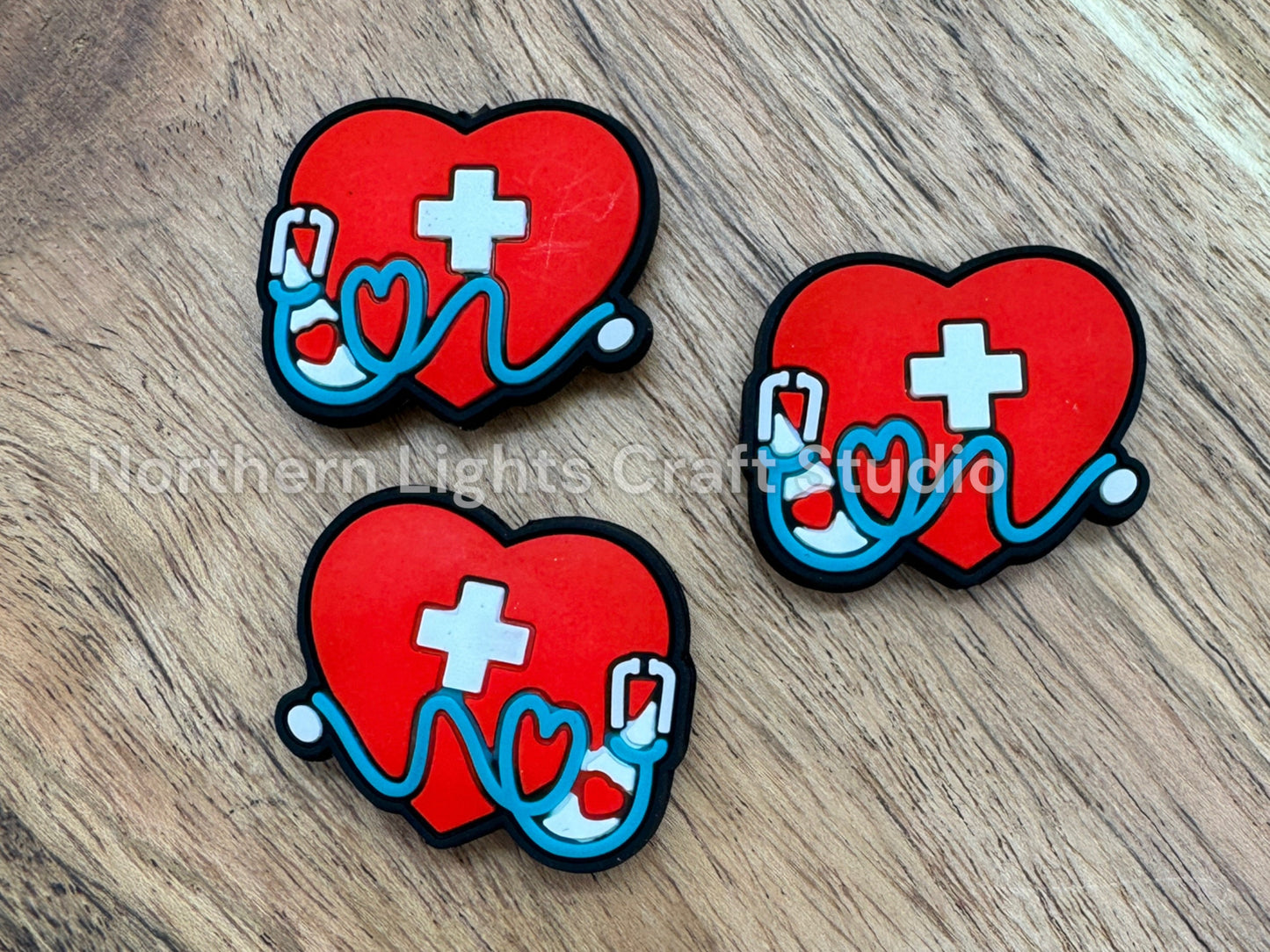 Nurse Heart with Stethoscope Silicone Focal Bead