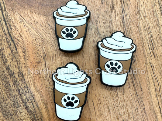 Paw Print Coffee Silicone Focal Bead