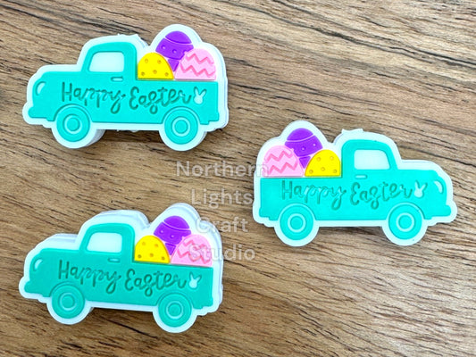 Happy Easter Focal, Easter Egg Truck Focal, Turquoise Truck Easter Focal