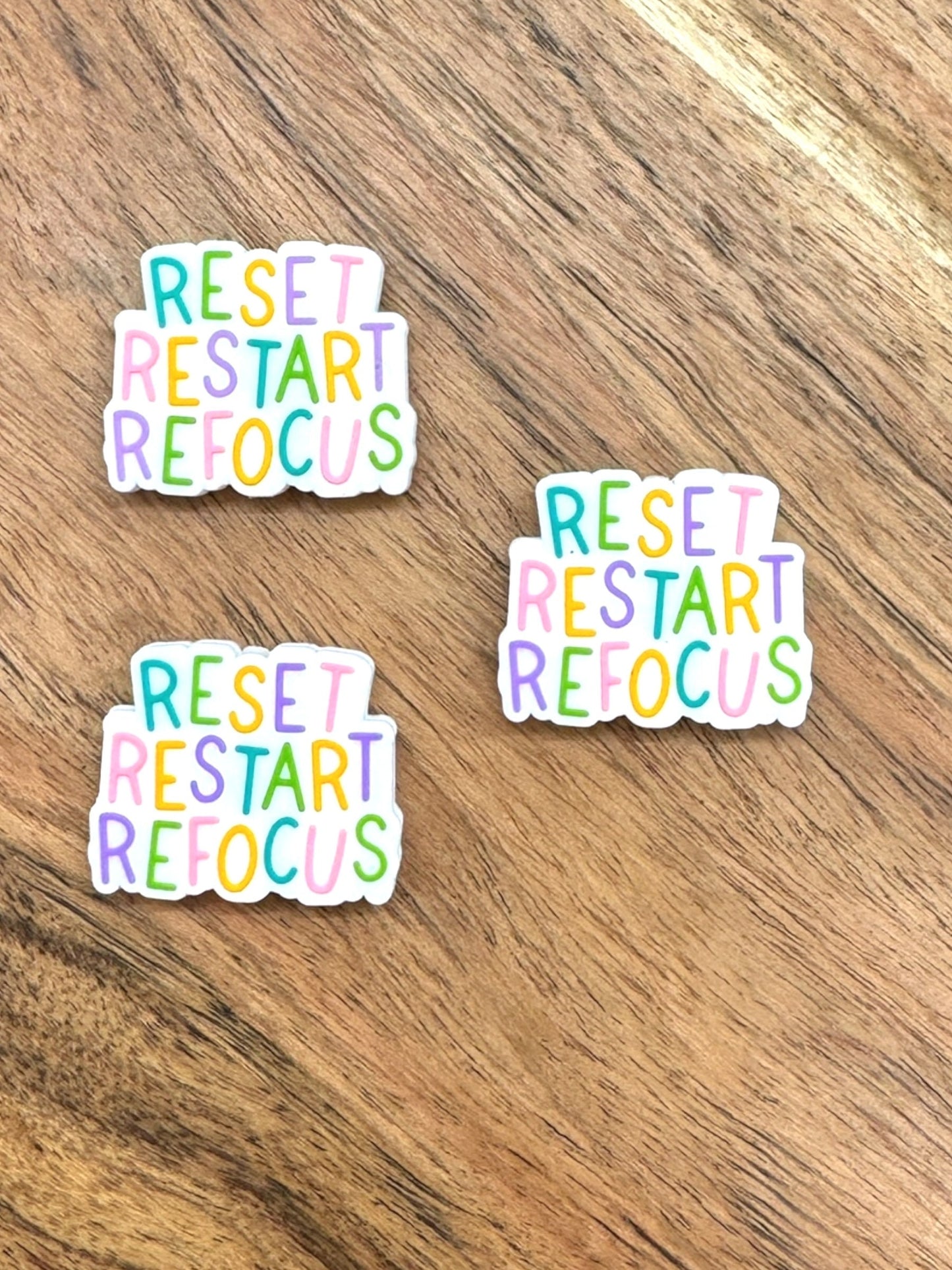 Reset Restart Refocus Silicone Focal Bead, Positivity and Encouragement Focal Bead