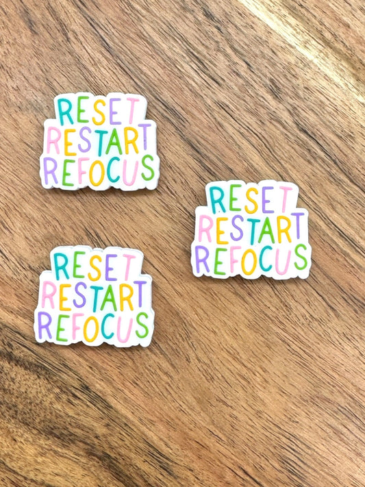 Reset Restart Refocus Silicone Focal Bead, Positivity and Encouragement Focal Bead